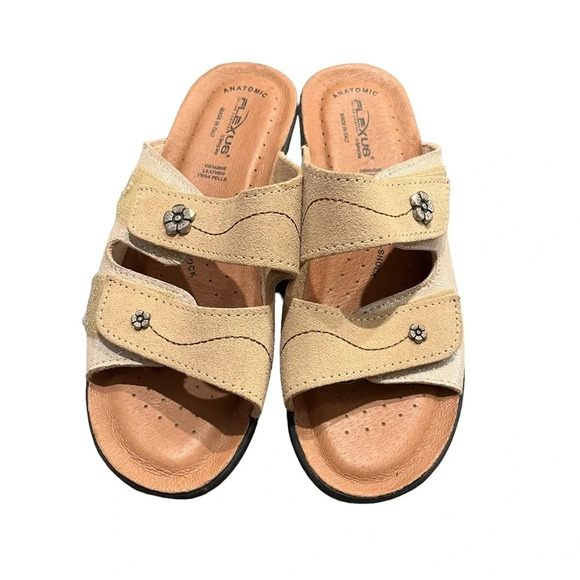 NWOB Flexus Spring Step Anatomic Beige Suede Leather Sandals Glitter Italy 8 - Picture 12 of 12